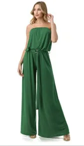 Wide Leg Jumpsuit with Silver Ring Belt