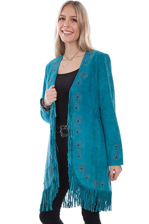 Women's Leather Jacket Collection Suede: Scully Embroidered Car Coat